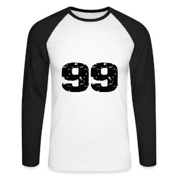 99 Maillot numéro - T-shirt baseball manches longues Homme - blanc/noir - Devant - Nik (191cm)