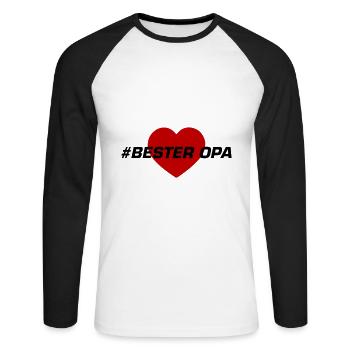 Bester Opa Herz Liebe - Unisex Baseballshirt langarm - Weiß/Schwarz - Vorne - Nik (191cm)