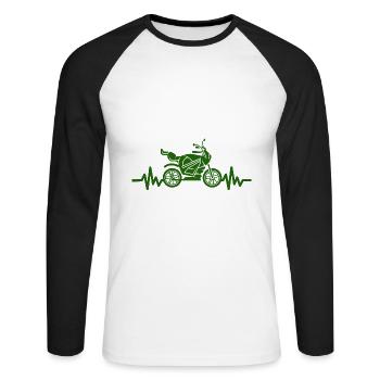 Heartbeat Motorcycle - Machine Motorsport Freedom - Unisex Long Sleeve Baseball T-Shirt - white/black - Front - Nik (191cm)