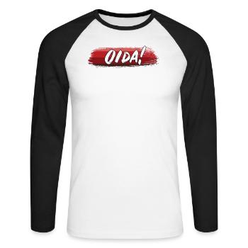 OIDA! - Unisex Baseballshirt langarm - Weiß/Schwarz - Vorne - Nik (191cm)