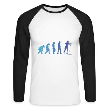 Biathlon Sports d’hiver Evolution Cadeau Biathlète - T-shirt baseball manches longues Homme - blanc/noir - Devant - Nik (191cm)