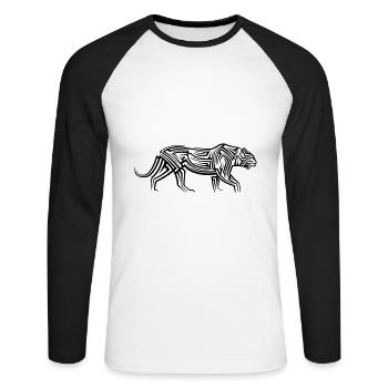 Leopard Tribal Tattoo - Unisex Long Sleeve Baseball T-Shirt - white/black - Front - Nik (191cm)