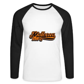 Mallorca 2023 - Unisex Baseballshirt langarm - Weiß/Schwarz - Vorne - Nik (191cm)