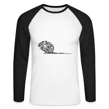 Maus Tribal Tattoo - Unisex Baseballshirt langarm - Weiß/Schwarz - Vorne - Nik (191cm)