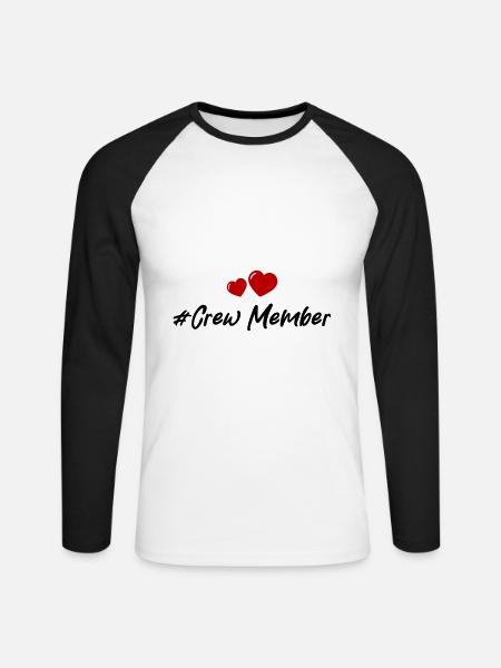 Crew Mitglied Herz Liebe - Unisex Baseballshirt langarm - Weiß/Schwarz
