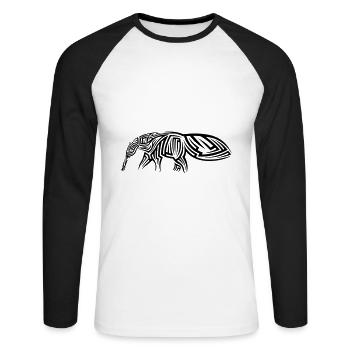 Ameisenbär Tribal Tattoo - Unisex Baseballshirt langarm - Weiß/Schwarz - Vorne - Nik (191cm)