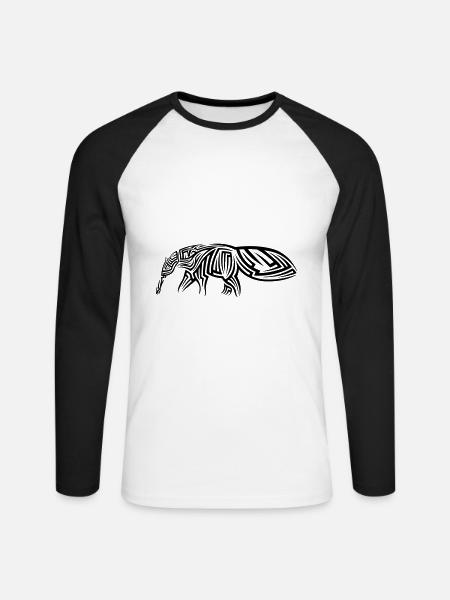 Anteater Tribal Tattoo - Unisex Long Sleeve Baseball T-Shirt - white/black