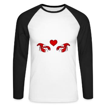 Hummer Comic Couple amour - T-shirt baseball manches longues Homme - blanc/noir - Devant - Nik (191cm)