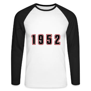 1952 Year Number - Unisex Long Sleeve Baseball T-Shirt - white/black - Front - Nik (191cm)