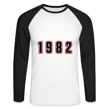 Numéro de l’année 1982 - T-shirt baseball manches longues Homme - blanc/noir - Devant - Nik (191cm)