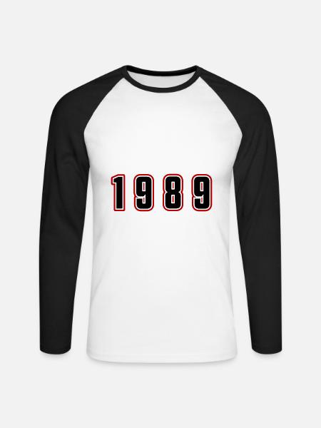 1989 Year Number - Unisex Long Sleeve Baseball T-Shirt - white/black
