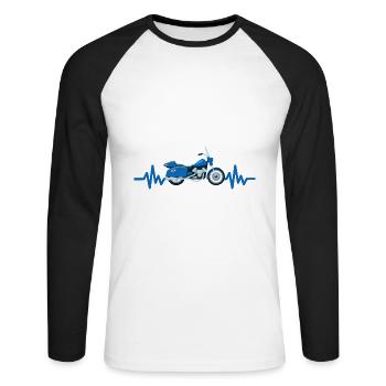 Heartbeat Motorcycle - Machine Motorsport Freedom - Unisex Long Sleeve Baseball T-Shirt - white/black - Front - Nik (191cm)