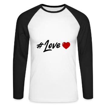 Coeur d’amour - T-shirt baseball manches longues Homme - blanc/noir - Devant - Nik (191cm)