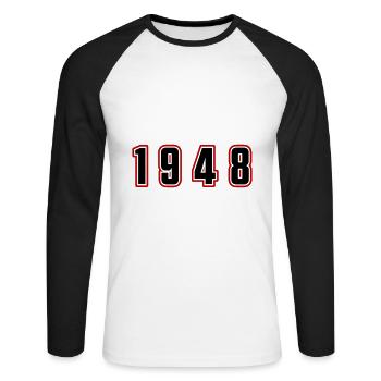 1948 Année Numéro - T-shirt baseball manches longues Homme - blanc/noir - Devant - Nik (191cm)