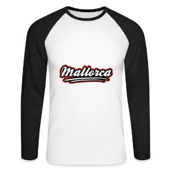 Mallorca Stylisch - Unisex Baseballshirt langarm - Weiß/Schwarz - Vorne - Nik (191cm)