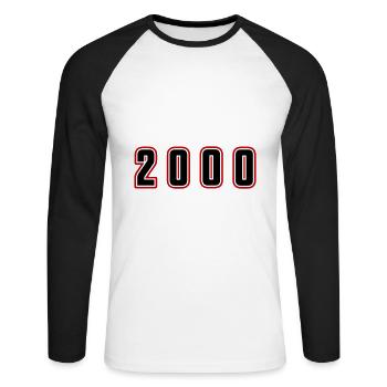 Numéro de l’année 2000 - T-shirt baseball manches longues Homme - blanc/noir - Devant - Nik (191cm)
