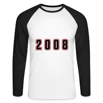 Numéro de l’année 2008 - T-shirt baseball manches longues Homme - blanc/noir - Devant - Nik (191cm)