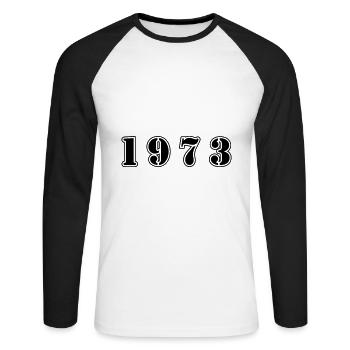 1973 anniversaire - T-shirt baseball manches longues Homme - blanc/noir - Devant - Nik (191cm)