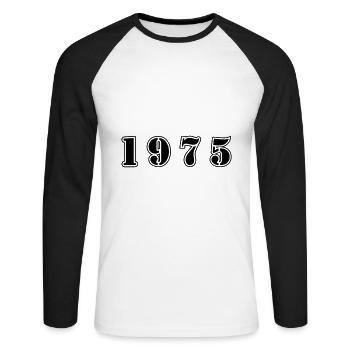 1975 year birthday - Unisex Long Sleeve Baseball T-Shirt - white/black - Front - Nik (191cm)