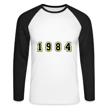1984 Year Number - Unisex Long Sleeve Baseball T-Shirt - white/black - Front - Nik (191cm)