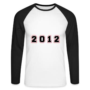 Numéro de l’année 2012 - T-shirt baseball manches longues Homme - blanc/noir - Devant - Nik (191cm)
