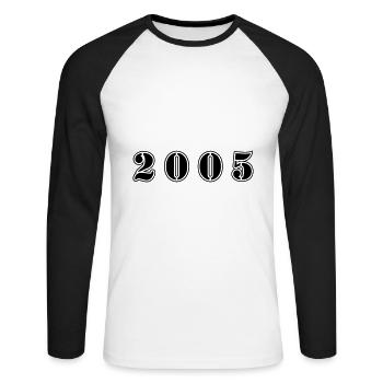 2005 year birthday - Unisex Long Sleeve Baseball T-Shirt - white/black - Front - Nik (191cm)