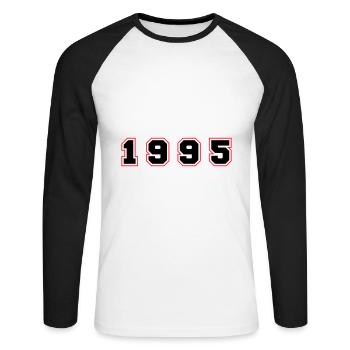 Numéro de l’année 1995 - T-shirt baseball manches longues Homme - blanc/noir - Devant - Nik (191cm)