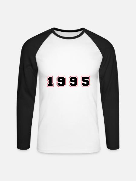 1995 Year Number - Unisex Long Sleeve Baseball T-Shirt - white/black