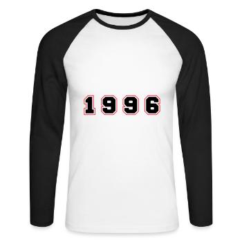 Numéro de l’année 1996 - T-shirt baseball manches longues Homme - blanc/noir - Devant - Nik (191cm)
