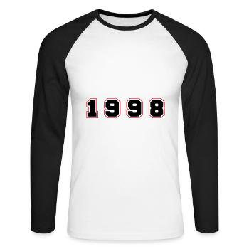 Numéro de l’année 1998 - T-shirt baseball manches longues Homme - blanc/noir - Devant - Nik (191cm)