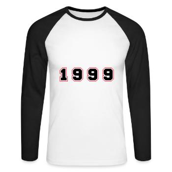 Numéro de l’année 1999 - T-shirt baseball manches longues Homme - blanc/noir - Devant - Nik (191cm)