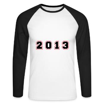 2013 Jahr Zahl - Unisex Baseballshirt langarm - Weiß/Schwarz - Vorne - Nik (191cm)