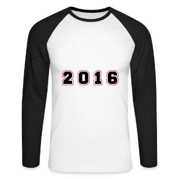 2016 Year Number - Unisex Long Sleeve Baseball T-Shirt - white/black - Front - Nik (191cm)