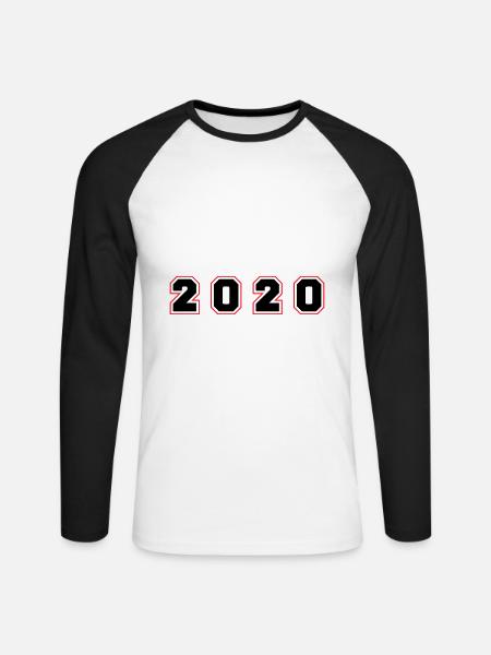 2020 Year Number - Unisex Long Sleeve Baseball T-Shirt - white/black