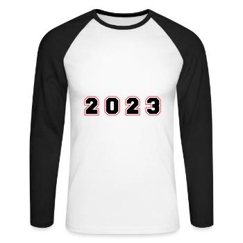 Numéro de l’année 2023 - T-shirt baseball manches longues Homme - blanc/noir - Devant - Nik (191cm)
