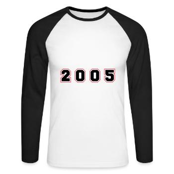 2005 Year Number - Unisex Long Sleeve Baseball T-Shirt - white/black - Front - Nik (191cm)
