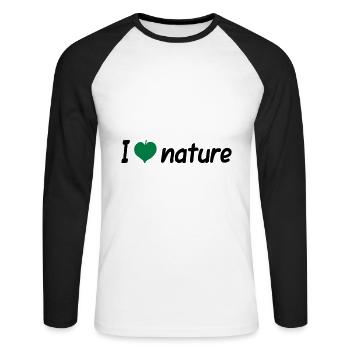 ★ Design colors can be changed ★ I love nature (sheet) - Unisex Long Sleeve Baseball T-Shirt - white/black - Front - Nik (191cm)