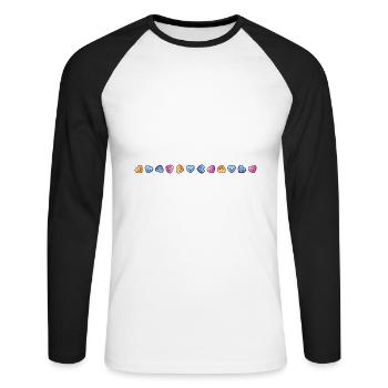 Coeurs, Mignon, Amour, Amour, Coloré - T-shirt baseball manches longues Homme - blanc/noir - Devant - Nik (191cm)
