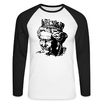 Queen Elizabeth Silhouette - Unisex Long Sleeve Baseball T-Shirt - white/black - Front - Nik (191cm)