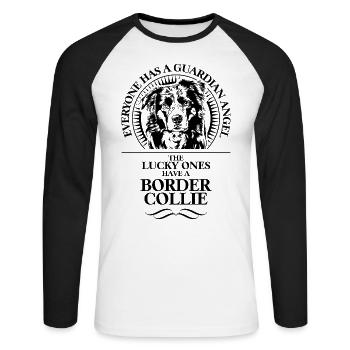 BORDER COLLIE Ange Gardien Chiens Wilsigns - T-shirt baseball manches longues Homme - blanc/noir - Devant - Nik (191cm)