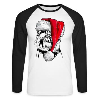 Santa BELGIAN DWARF HANDLE Christmas Wilsigns - Unisex Long Sleeve Baseball T-Shirt - white/black - Front - Nik (191cm)