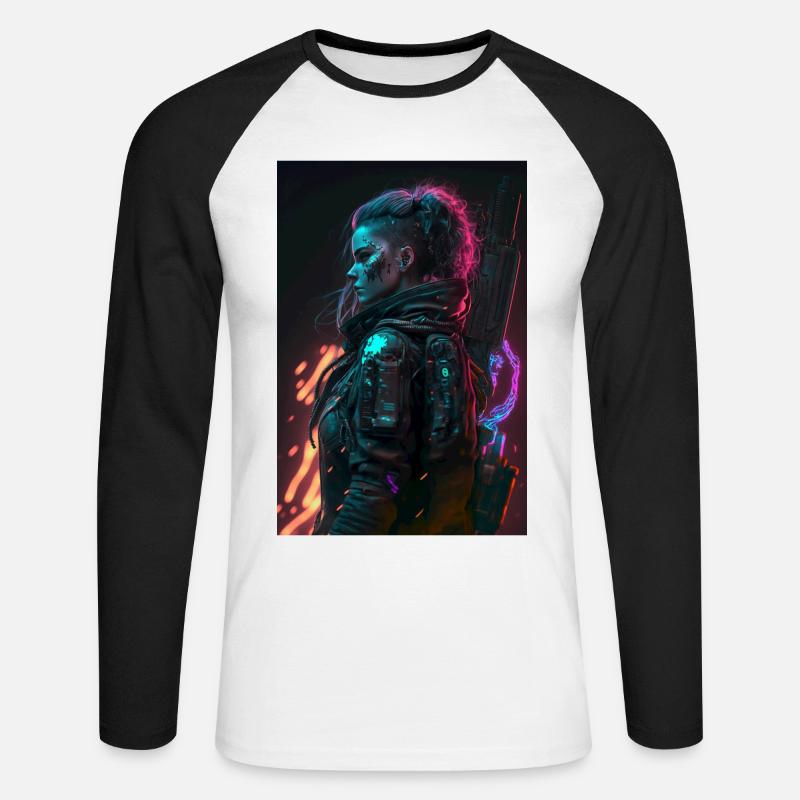 Mädchen aus der Zukunft - Unisex Baseballshirt langarm - Weiß/Schwarz