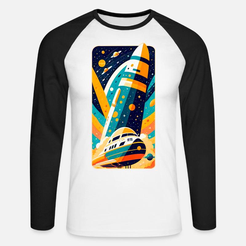 Space Shuttle - Unisex Baseballshirt langarm - Weiß/Schwarz