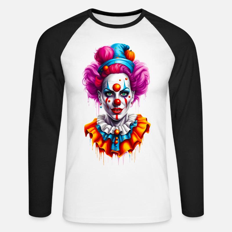 Halloween Pierrette - Unisex Baseballshirt langarm - Weiß/Schwarz
