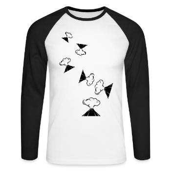 Icône de volcan - T-shirt baseball manches longues Homme - blanc/noir - Devant - Nik (191cm)