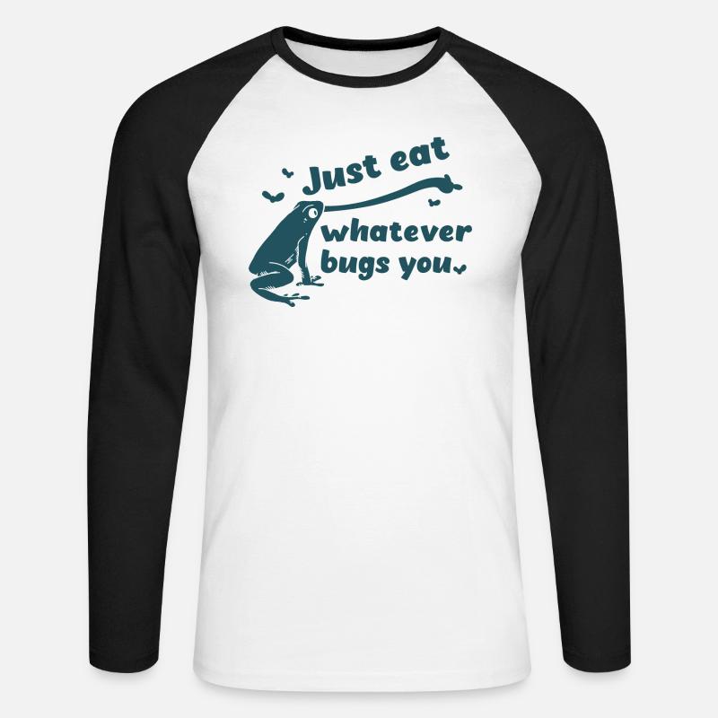 Eat whatever bugs you - Unisex Baseballshirt langarm - Weiß/Schwarz