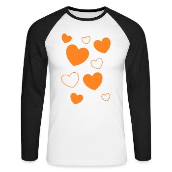 Cadeau pour la fête des mères : Idée de cadeau pour la fête des mères - T-shirt baseball manches longues Homme - blanc/noir - Devant - Nik (191cm)