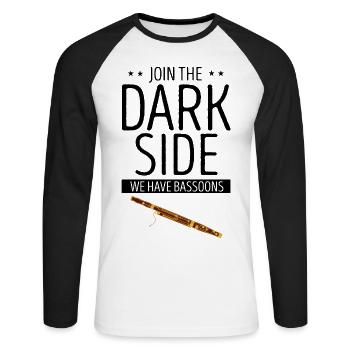 Basson pour basson anches et bassoniste - T-shirt baseball manches longues Homme - blanc/noir - Devant - Nik (191cm)