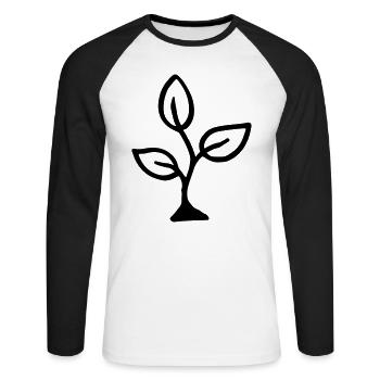 Germe à trois moustill / sprout - spross - plant - T-shirt baseball manches longues Homme - blanc/noir - Devant - Nik (191cm)