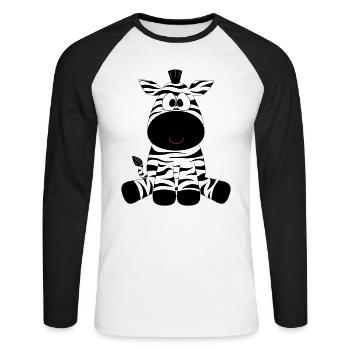 Zebra - Unisex Baseballshirt langarm - Weiß/Schwarz - Vorne - Nik (191cm)